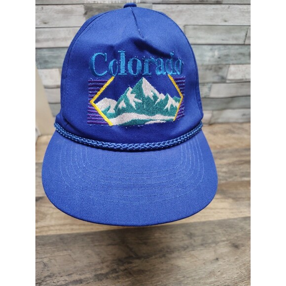 Vintage COLORADO SNAPBACK HAT Cap Headliners Mountain Blue 80s 90s Trucker - Picture 1 of 8